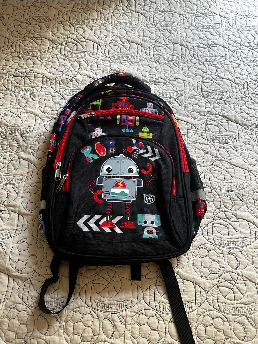 Kids Robot Backpack - Black with Colorful Accents
